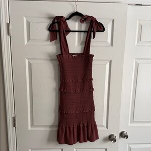 Altar'd State Burgundy Tiered Mini Dress